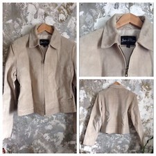 Womens Jacket Beige Suede Biker Bomber Unique Worn On British Film Inc Uk P