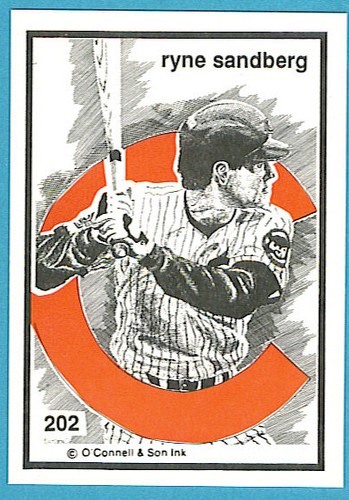 1984-1991 O'Connell & Son Tinte Mini-Druck #202 Ryne Sandberg (Cubs)