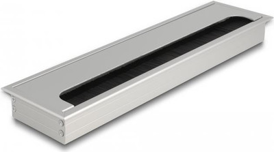 Delock Kabeldurchführung für Schreibtischmontage mit Bürste 300 x 80 x 28 mm silber