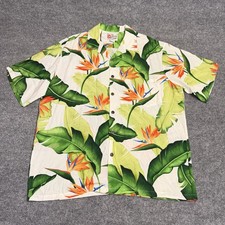 Hilo Hatties Hawaiian Shirt XL Bird Of Paradise Floral Colorful Rayon Vintage