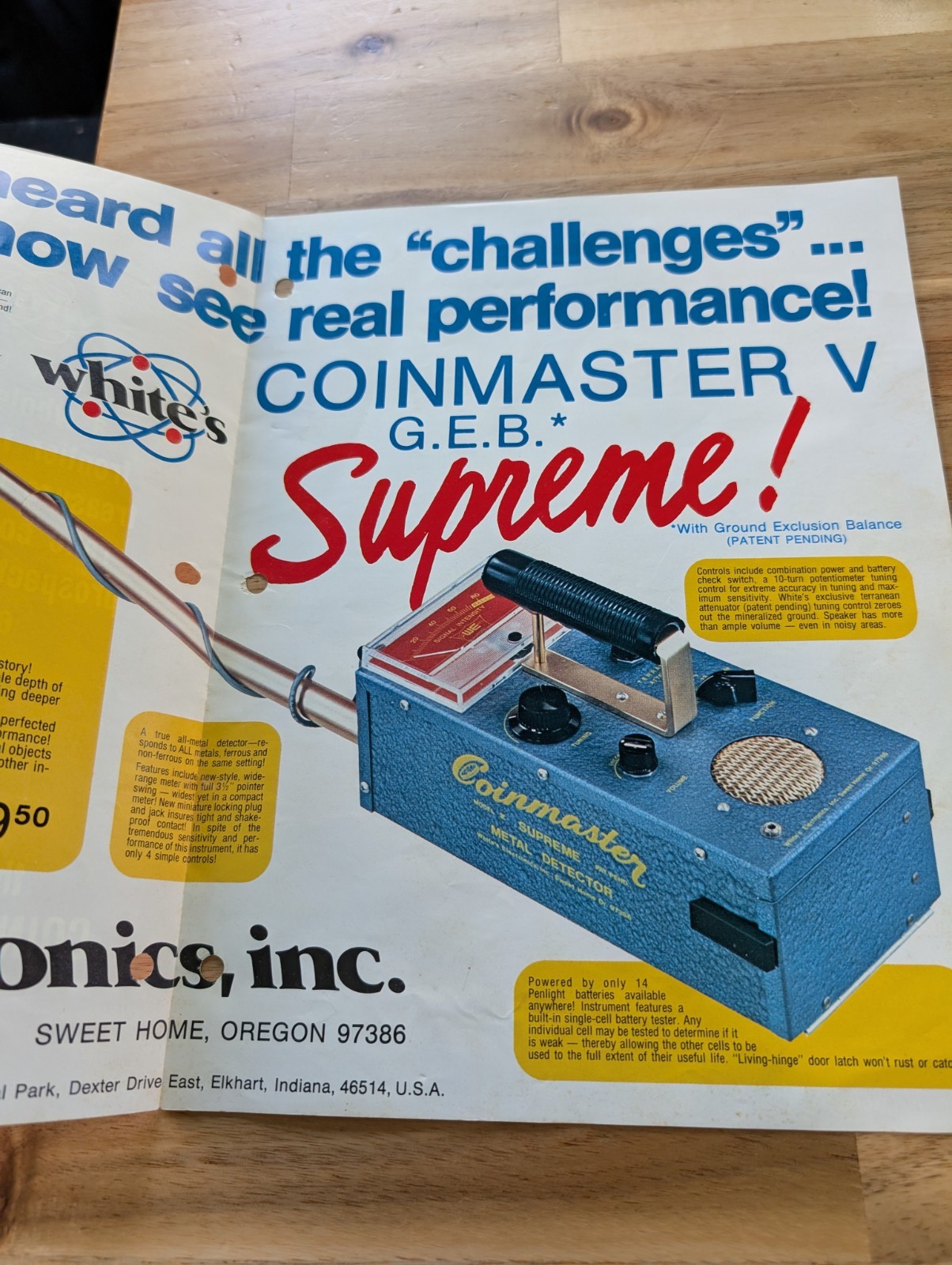 Coinmaster V Metal Detector Vintage Print Ad Brochure 70s Whites Electronics