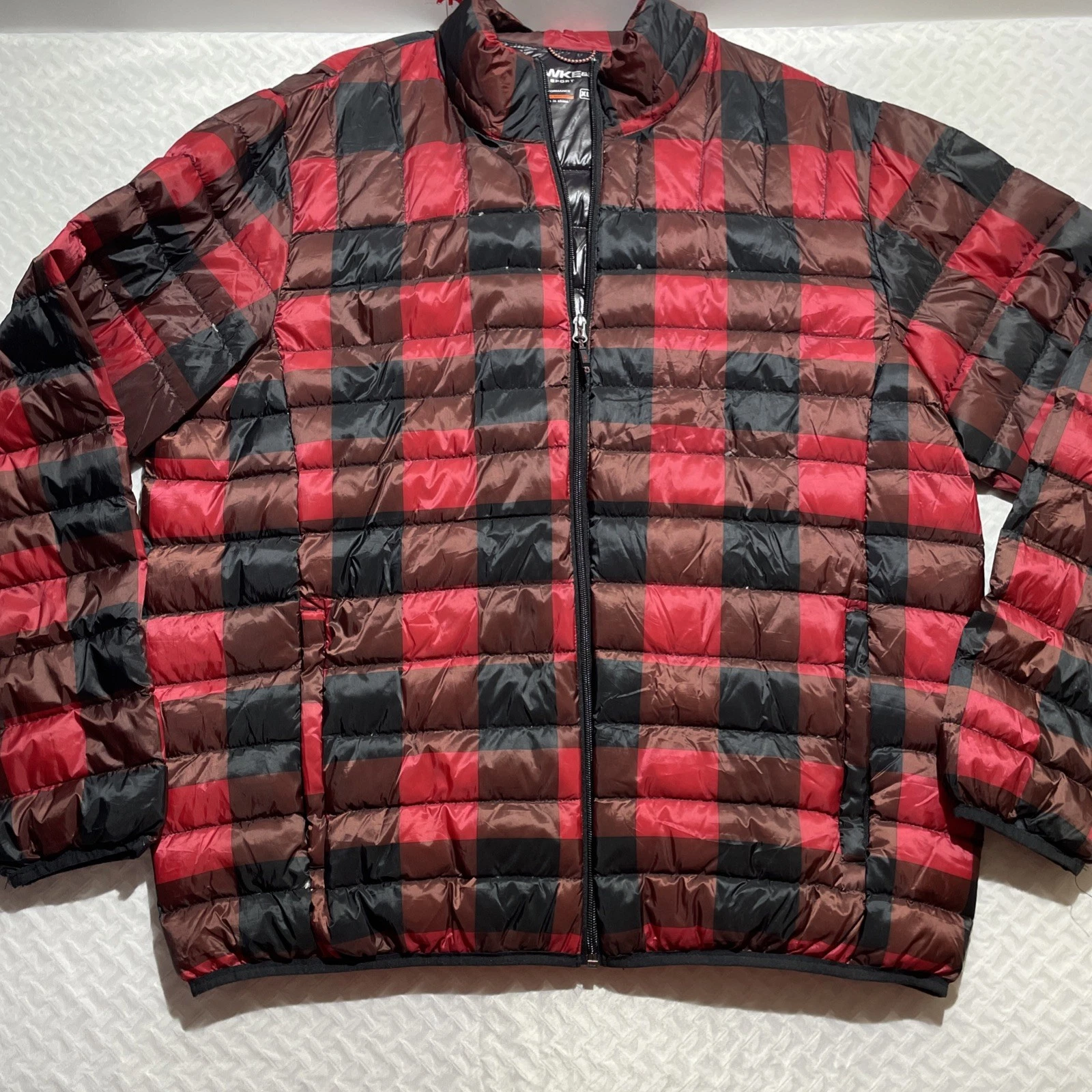 Hawke & Co. Sport Puffer Jacket Mens XL Red Dynamic Fiber Performance Zip Up