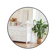 18 Inch Circle Mirror with  Gold Accent Option - Round 20.9"L x 20.9"W Black