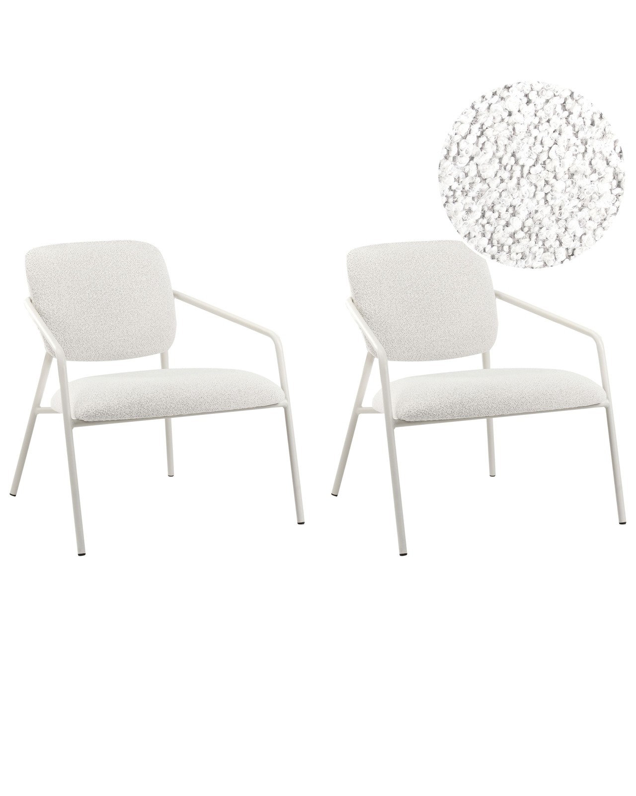 Set di 2 poltrone con braccioli Gambe in ferro Rivestimento in tessuto bianco sp