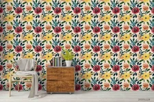 3D Colorful Floral Pattern Self-adhesive Removeable Wallpaper Wall Mural
