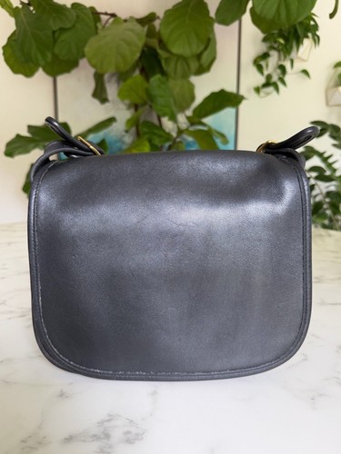 Coach Vintage Classic Shoulder Pouch 9170 Black Leather Flap Bag Brass 90's USA by Coach, $159 - Photo 2