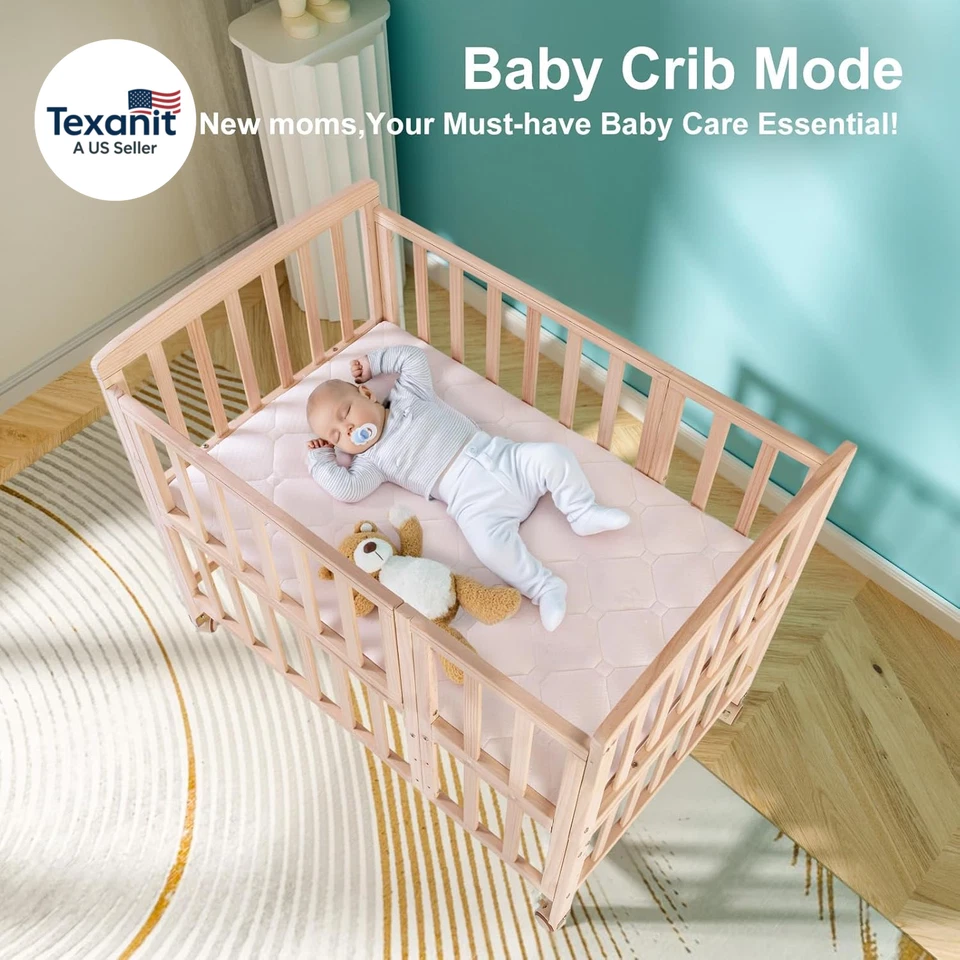 Mini cuna portátil - Cunas convertibles con colchón de espuma suave (38 * 24 Foto 4 de 4