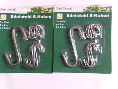 Edelstahl S- Haken Sortiment 13 Stück in einer Packung, 2 Packungen 26 Stück - Bild 1 von 2