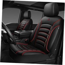 CAR PASS 3D Foam PU Leather Car Seat Covers, Two Front Black Red Front