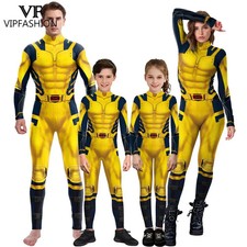 Wolverine Deadpool Inspired Costume Family Matching Jumpsuit Halloween Adult Kid