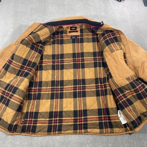 Dickies Mens XL Brown Canvas Flannel Lined Work Chore Jacket Coat image 7