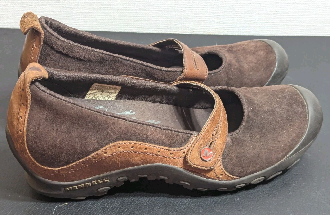 Scarpe Merrell Plaza Bandeau Espresso Mary Janes in pelle scamosciata marrone misura 7 5