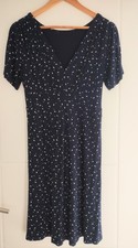 Pregnancy Maternity Blooming Marvellous Navy Blue  V Neck Dress Size 12 VGC