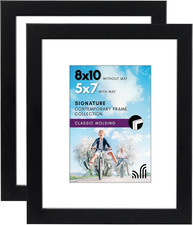 8X10 Picture Frame with Shatter-Resistant Glass - Set of 2 - Use as 5X7 Frame wi