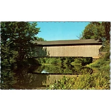 Corbin Bridge North Newport NH Sugar River Covered Bridge Postcard PC3