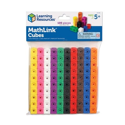Learning Resources MathLink Cubes - Set of 100 Cubes, Ages 5+ Kindergarten, STEM
