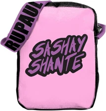 RuPaul - Rocksax - Ru Paul - Sashay Logo -Crossbody Bag With Stash Pockets (Pink