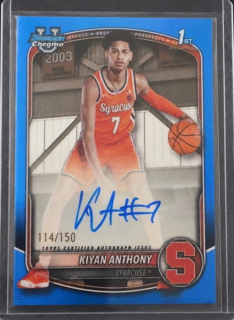 Kiyan Anthony Syracuse 2025-26 Bowman Chrome 1st True Blue On Card Auto /150