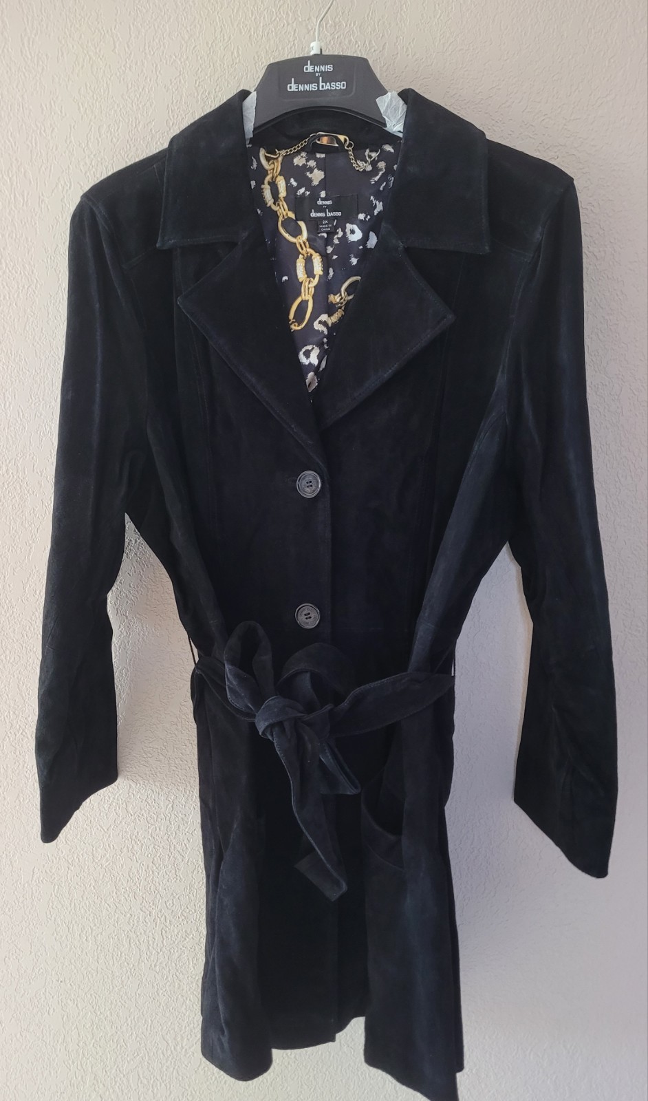 Dennis Basso Womens Black Washable Leather Trench Coat Sz Plus 2X  Lining BeltNever worn STYLE coat jacket fits like a large