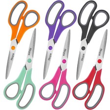 Scissors, Rkqoa 8" Scissors All Purpose 6 Pack - Comfort-Grip Sharp Scissor f...