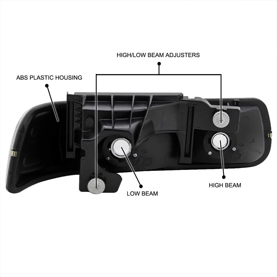 Fits 1999-2002 Chevy Silverado Black Headlights+Bumper Lamp+Smoke LED Tail Lamps Foto 4 de 4