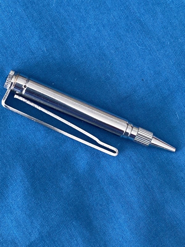 vintage*Unique*TIE BAR Retractable Pencil*Silvertone