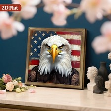 Patriotic Bald Eagle USA Flag Wooden Plaque 4th of July Farmhouse Wall Decor