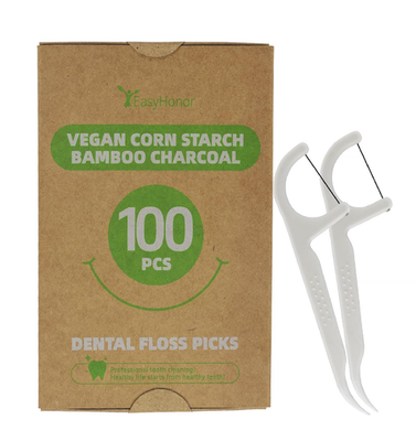 #ad EasyHonor Organic Dental Floss Picks Natural Biodegradable Floss Sticks with S $12.50