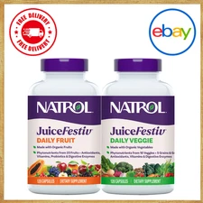 Natrol JuiceFestiv Daily Fruit & Veggie 240 Capsules Antioxidants Immune Support
