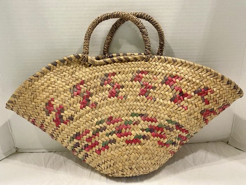 Woven Straw Palm Tote Bag/Handbag Medium Boho Vintage Made In Portugal Purse - Picture 4 of 8
