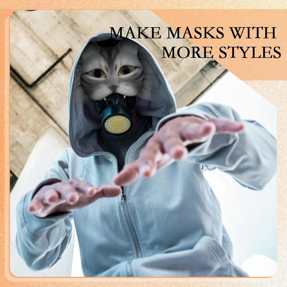 DIY Therian Mask Kit Blank Cat Mask with Felt Fabric Sheet Plush Faux Fur Eye Me - Image 4 of 4