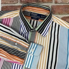 Polo Ralph Lauren Shirt Mens XL Multicolor Stripe Curham Custom Fit Button Front