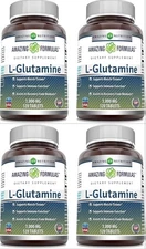 4 Pack Amazing Formulas L Glutamine 1000Mg 120 Tablets | Amino Acid Exp 11/26