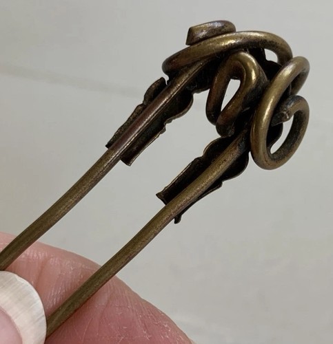 Antique Victorian Hair Ornament Japanese Kanzashi Brass Repousse Ornate - Picture 5 of 9