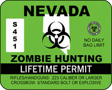 Nevada Zombie Hunting Permit Sticker