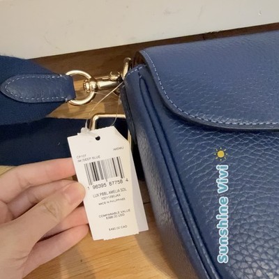 COACH Amelia Saddle Bag Shoulder Bag Leather CP107 Gold/Deep Blue