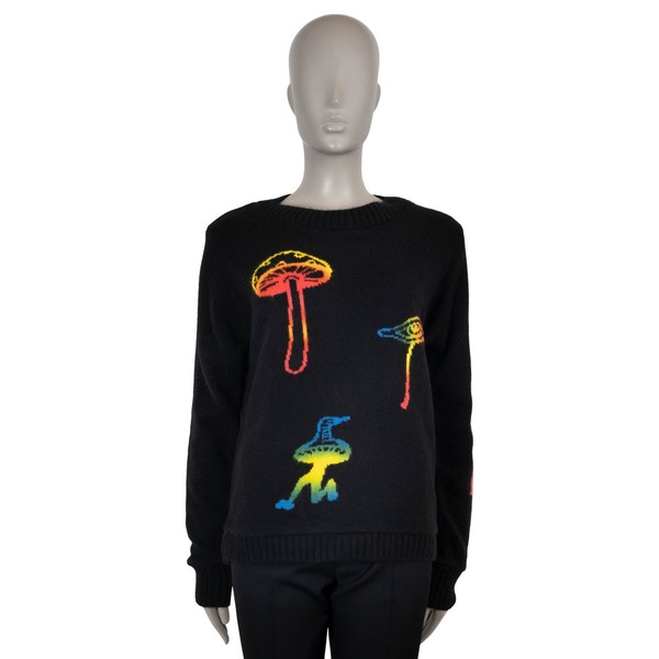 73041 Auth THE ELDER STATESMAN black cashmere 2019 MUSHROOM Sweater S