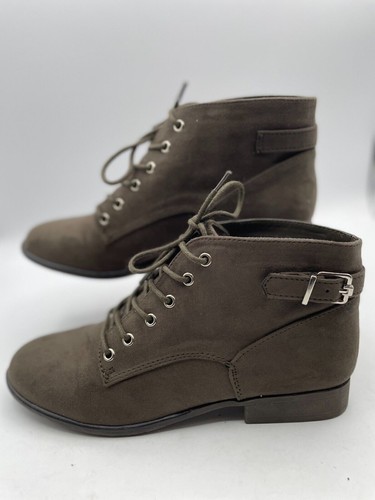 Call It Spring Gitana Ankle Boot Women's Sz 8 Brown Lace Up Almond Toe Textile - Picture 1 of 7