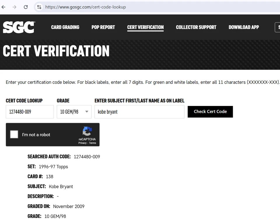 Tarjeta de novato Kobe Bryant Topps #138 1996-1997 SGC gema como nueva 10 - HOF Lakers Foto 3 de 4