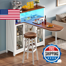 Yitahome Mini Bar Unit For Home Led Light Wine Bar Cabinet Large Tall Height