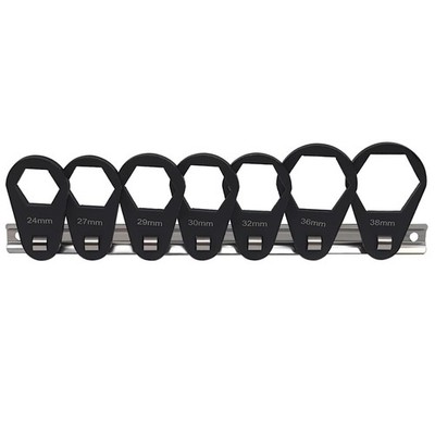 JEUCLEL 7PCS 6 Point 3/8'' Drive Oil Filter Offset Cap Wrench Set, Crows Black 