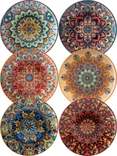 Small Dinner Plate Set of 6-8.5 Inch Ceramic Dessert Salad Plate, Microwave, ...