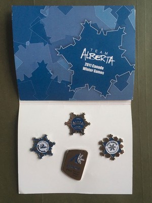2011 Canada Winter Games CWG 4 Pin Lot with Card Snowflake Team Alberta New Rare