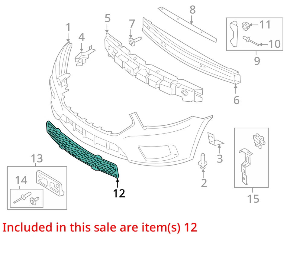 2014 Ford Taurus Grille Cover Lower Center Police Package OEM Used 3685389 - Image 2 of 4