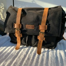 Kattee Black Canvas Messenger Camera Bag, Bro...