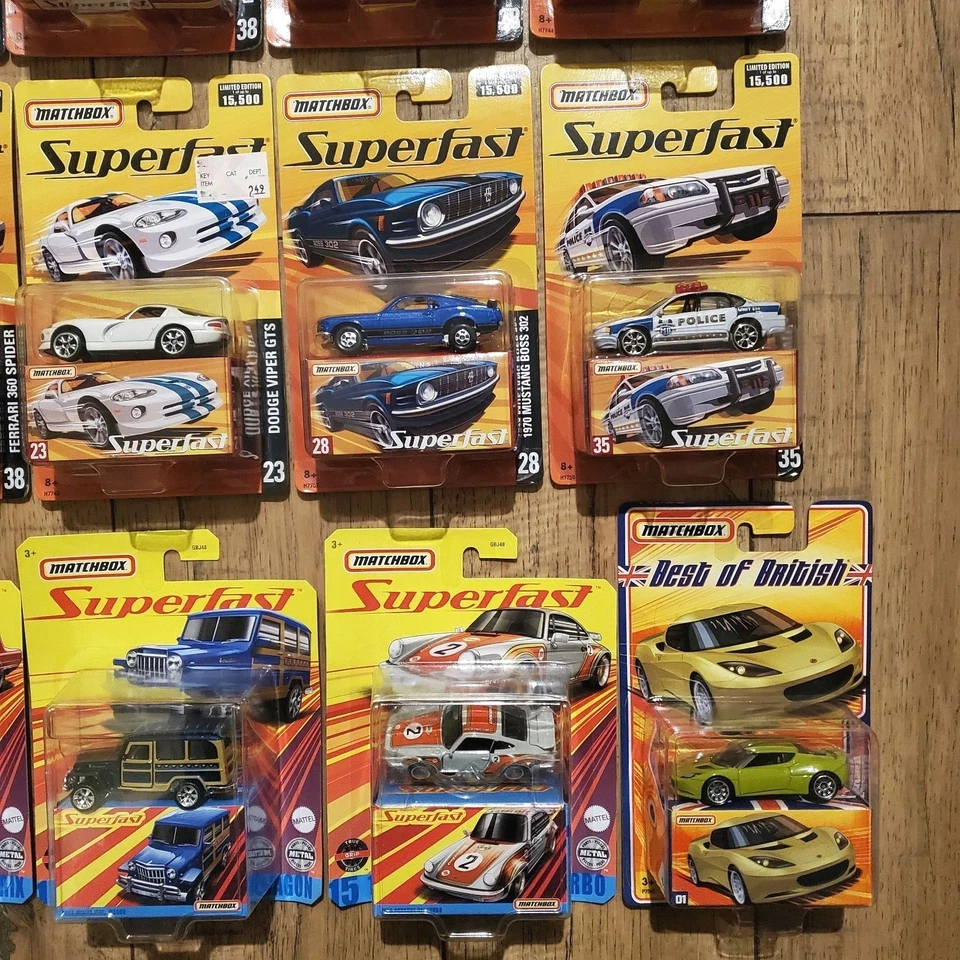 12 Matchbox 2005 Superfast Porsche 911 Turbo, Ferrari, Mustang, Lotus, Impala - Image 3 of 4