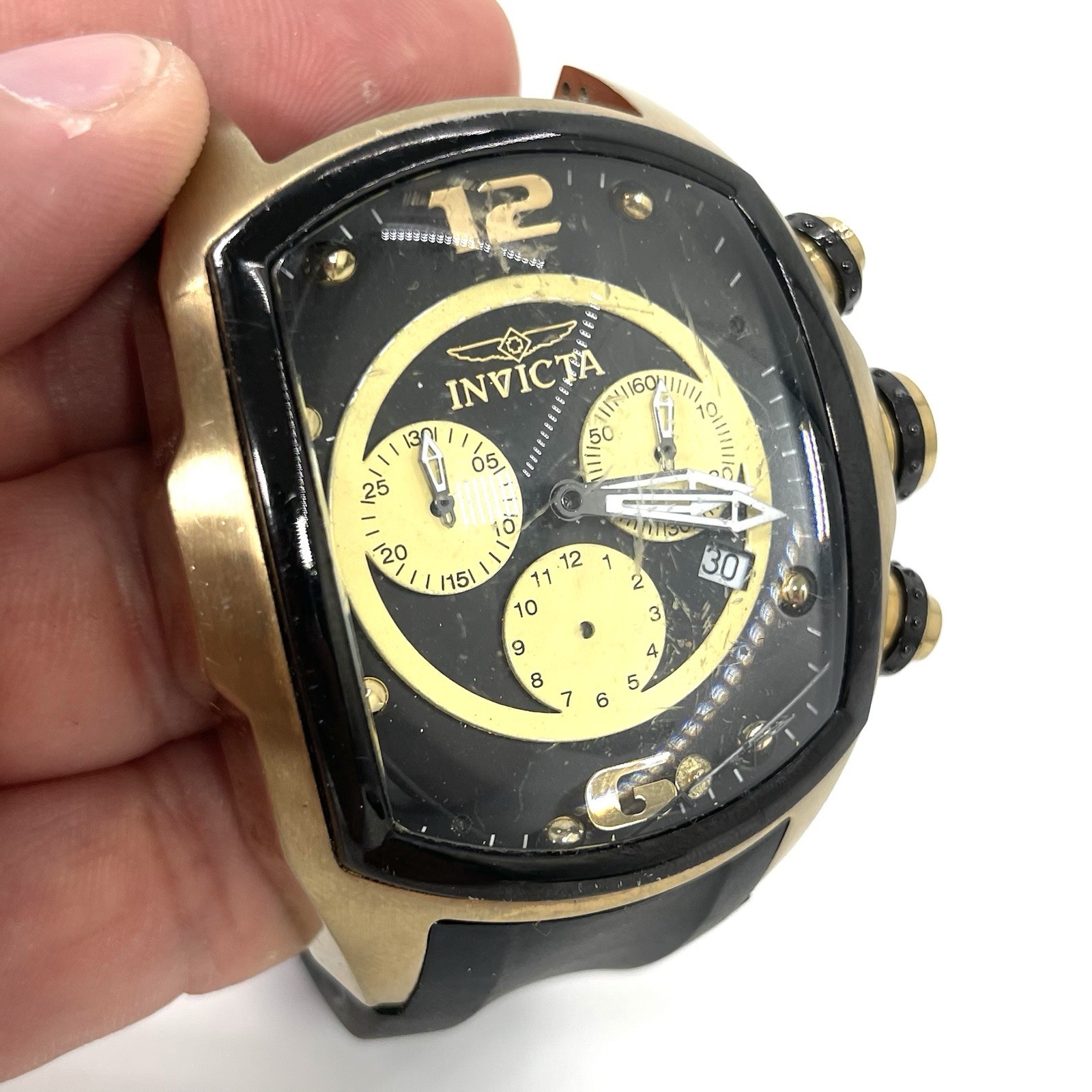 Invicta Lupah Black Dial Men's Wristwatch Model 10067 For Parts Or Repair