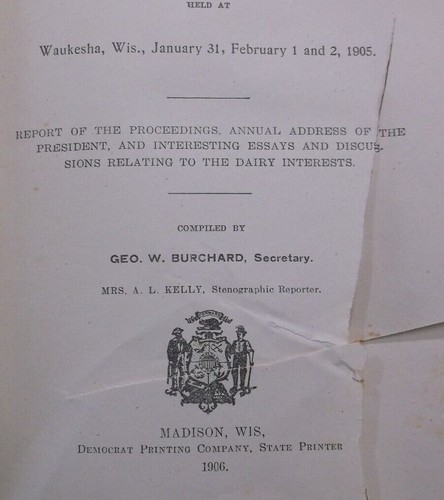 1906 WISCONSIN DAIRYMEN'S Association 34th ANNUAL REPORT/HC BOOK ~ Waukesha - Picture 6 of 10