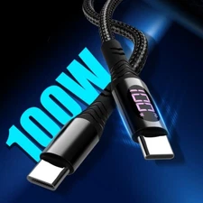 100W 5A PD USB C To USB C Cable Fast Charging Cord LED Display Type C Charger