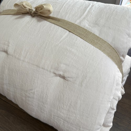 POTTERY BARN BELGIAN FLAX LINEN COMFORTER, FULL/QUEEN ~ FLAX - Picture 2 of 8